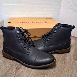 New DONOVANN Messenger Boots Mens Size 12 NWT Black Vegan Leather